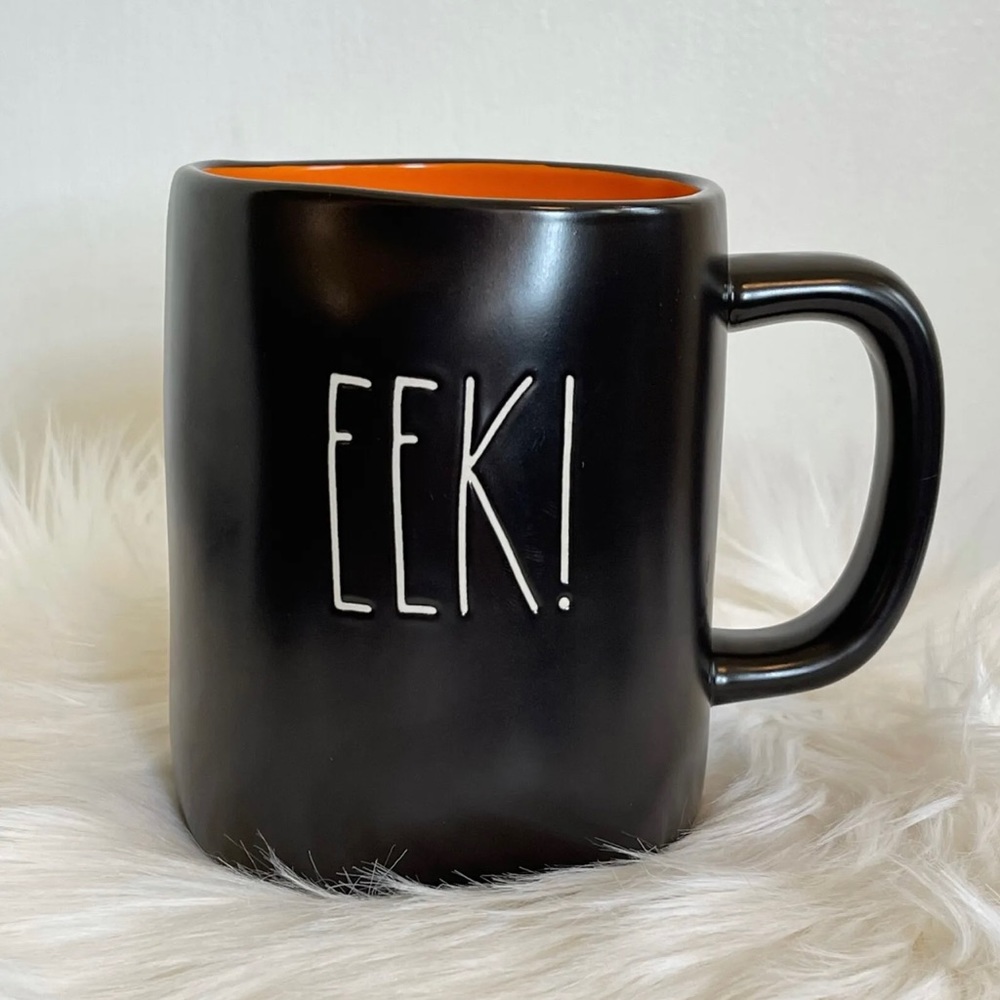 Rae Dunn by Magenta EEK! Halloween Mug Black w/ Orange **NEW**